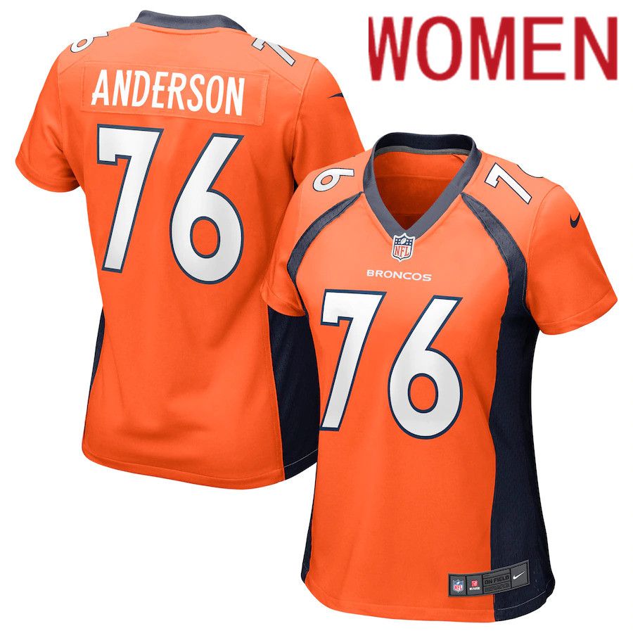 Women Denver Broncos #76 Calvin Anderson Nike Orange Game NFL Jersey->women nfl jersey->Women Jersey